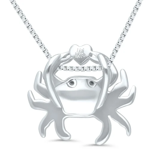 Diamond Accent Crab Pendant In Sterling Silver And 14K Rose Gold
