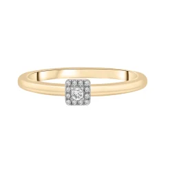 Diamond Accent Cushion Halo Ring In 14K Yellow Gold