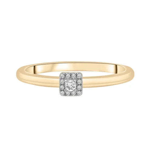 Diamond Accent Cushion Halo Ring In 14K Yellow Gold