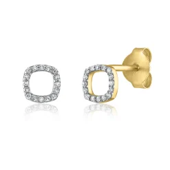 Diamond Accent Cushion-Shaped Earrings In 14K Yellow Gold