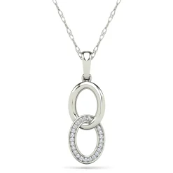 Diamond Accent Double Circle Pendant In 14K Gold