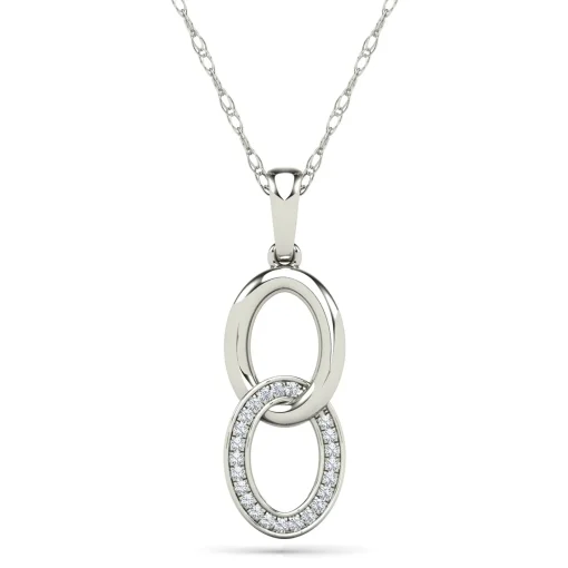 Diamond Accent Double Circle Pendant In 14K Gold