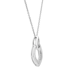 Diamond Accent Double Rhombus Pendant In Sterling Silver
