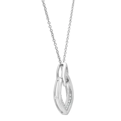 Diamond Accent Double Rhombus Pendant In Sterling Silver