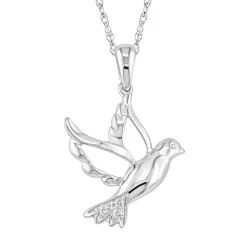 Diamond Accent Dove Pendant In 10K White Gold.