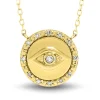 Diamond Accent Evil Eye Necklace In 14K Yellow Gold
