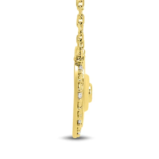 Diamond Accent Evil Eye Necklace In 14K Yellow Gold