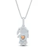Diamond Accent Girl Pendant In Sterling Silver And 14K Rose Gold