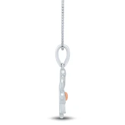 Diamond Accent Girl Pendant In Sterling Silver And 14K Rose Gold