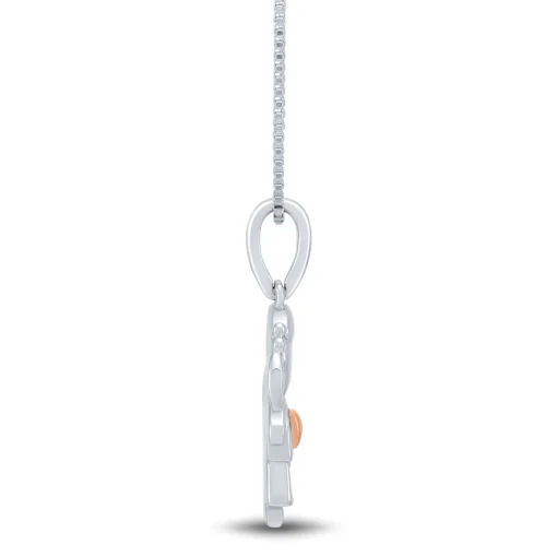 Diamond Accent Girl Pendant In Sterling Silver And 14K Rose Gold