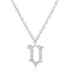 Diamond Accent Gothic Script Initial Pendant In