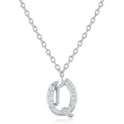 Diamond Accent Gothic Script Initial Pendant In