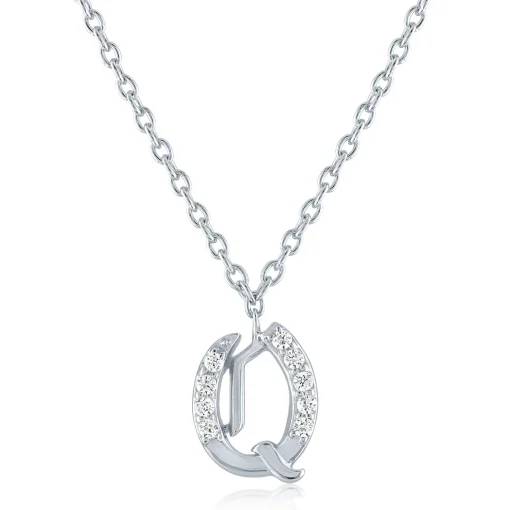 Diamond Accent Gothic Script Initial Pendant In