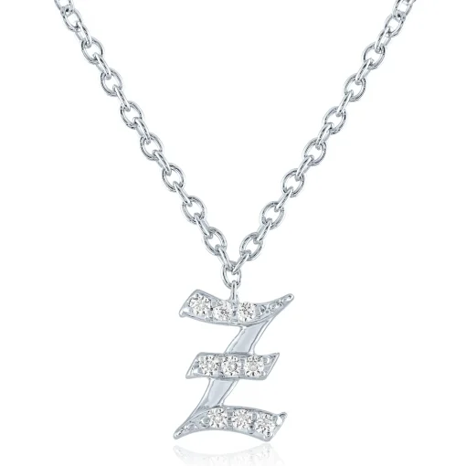Diamond Accent Gothic Script Initial Pendant In