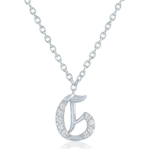 Diamond Accent Gothic Script Initial Pendant In