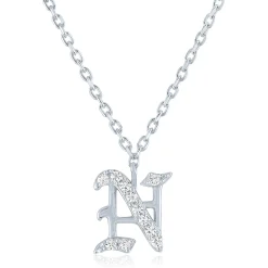 Diamond Accent Gothic Script Initial Pendant In