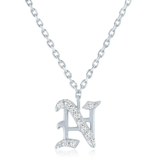 Diamond Accent Gothic Script Initial Pendant In