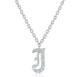 Diamond Accent Gothic Script Initial Pendant In