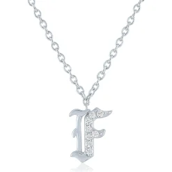 Diamond Accent Gothic Script Initial Pendant In