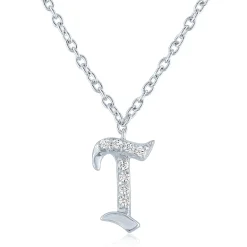 Diamond Accent Gothic Script Initial Pendant In
