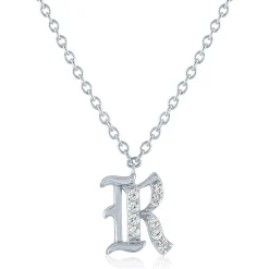 Diamond Accent Gothic Script Initial Pendant In