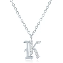 Diamond Accent Gothic Script Initial Pendant In