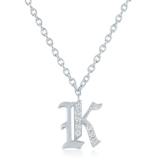 Diamond Accent Gothic Script Initial Pendant In