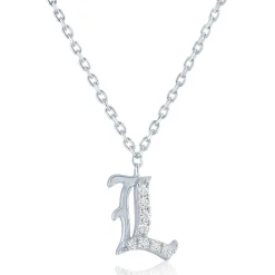 Diamond Accent Gothic Script Initial Pendant In