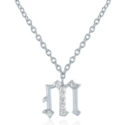 Diamond Accent Gothic Script Initial Pendant In