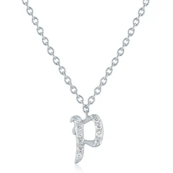 Diamond Accent Gothic Script Initial Pendant In