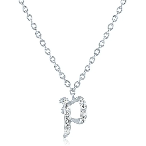 Diamond Accent Gothic Script Initial Pendant In