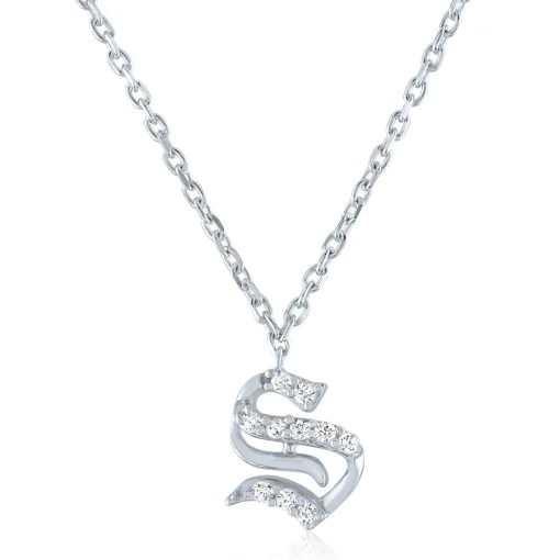 Diamond Accent Gothic Script Initial Pendant In