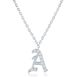 Diamond Accent Gothic Script Initial Pendant In