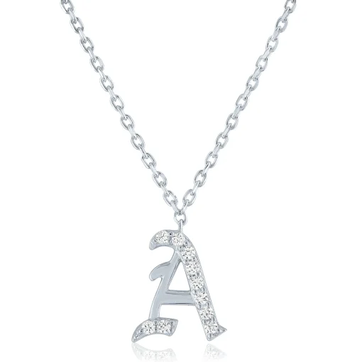 Diamond Accent Gothic Script Initial Pendant In