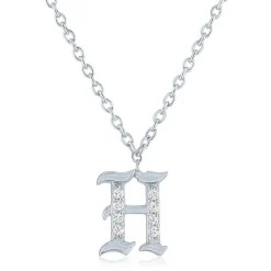 Diamond Accent Gothic Script Initial Pendant In