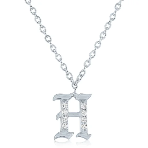 Diamond Accent Gothic Script Initial Pendant In
