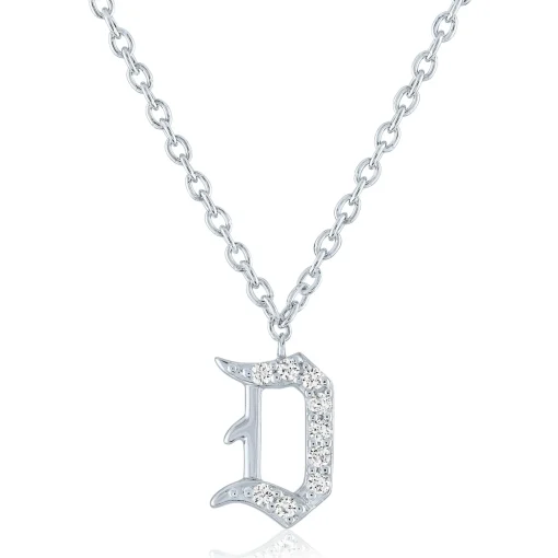 Diamond Accent Gothic Script Initial Pendant In