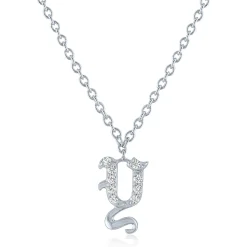 Diamond Accent Gothic Script Initial Pendant In