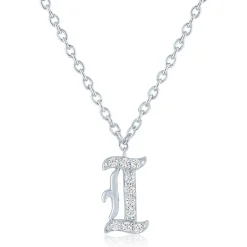Diamond Accent Gothic Script Initial Pendant In