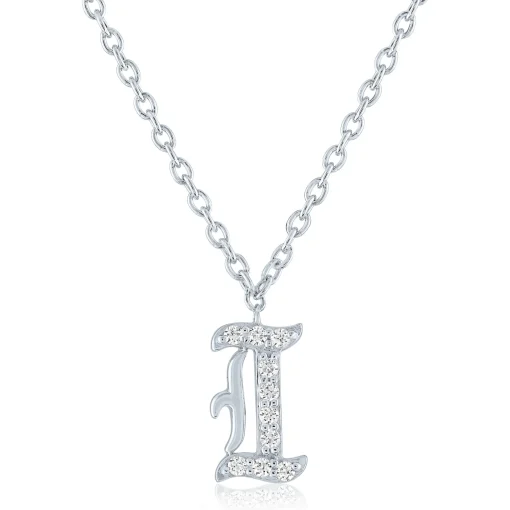 Diamond Accent Gothic Script Initial Pendant In