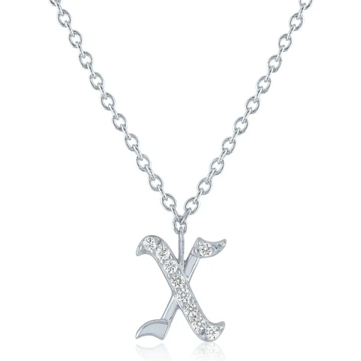 Diamond Accent Gothic Script Initial Pendant In