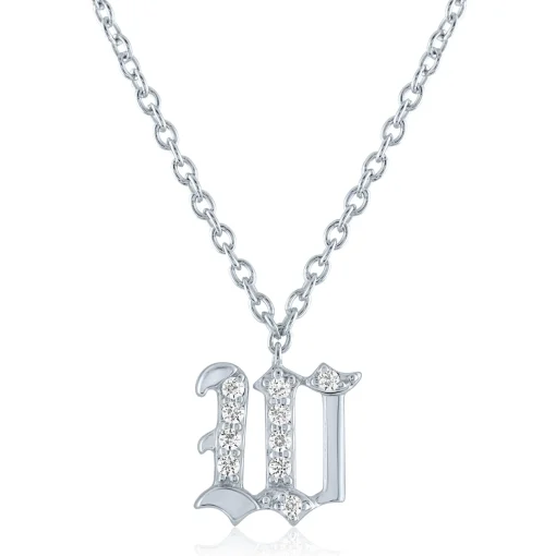 Diamond Accent Gothic Script Initial Pendant In
