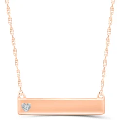 Diamond Accent Heart Bar Necklace In 10K Rose Gold