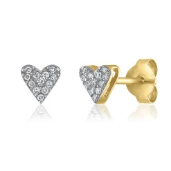 Diamond Accent Heart Earrings In 14K Yellow Gold