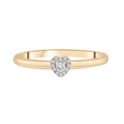 Diamond Accent Heart Halo Ring In 14K Yellow Gold