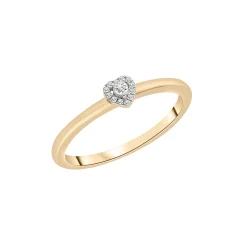 Diamond Accent Heart Halo Ring In 14K Yellow Gold