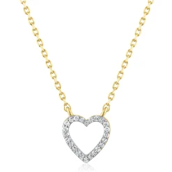 Diamond Accent Heart Necklace In 14K Yellow Gold
