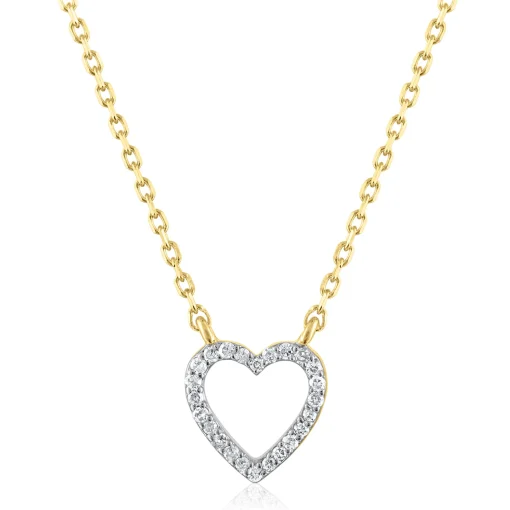 Diamond Accent Heart Necklace In 14K Yellow Gold