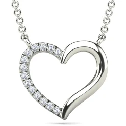 Diamond Accent Heart Necklace In 14K White Gold