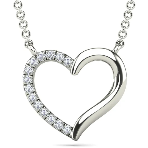 Diamond Accent Heart Necklace In 14K White Gold